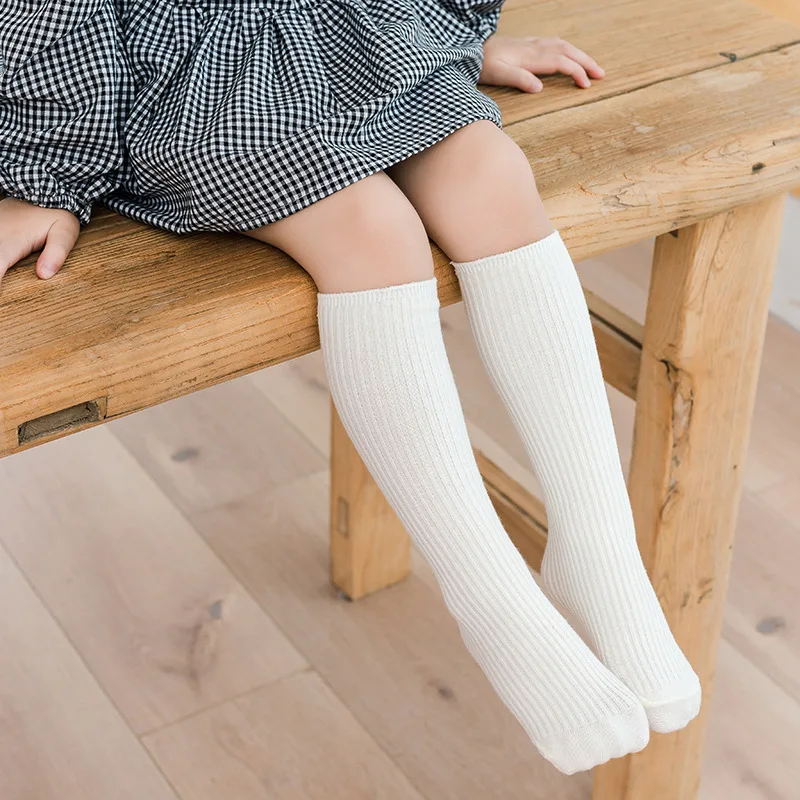 1 Pair Knee High Sock For Baby Boys Girls Combed Cotton Pile Sock