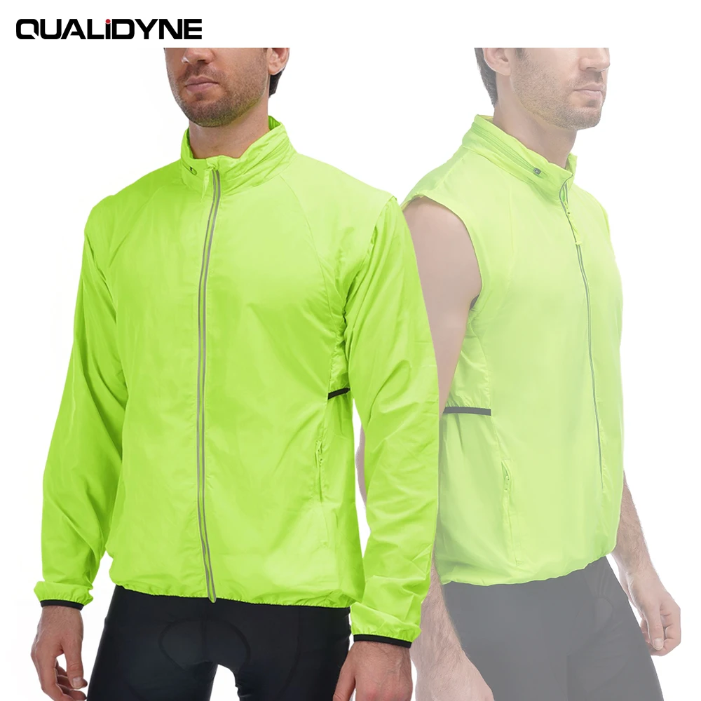QualidyneMensCyclingJacketWaterproofWindbreakerJacketsRemovable