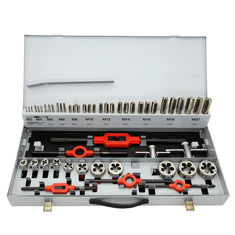 

Profession 56pcs HSS 4341 M2 Tap and Die Set Cutting Tool with Metal Box