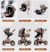 Poussette 3 en 1 multifonctionnelle pour bébé, chariot haute position, inclinable, pliable et léger, poussette de marche, landau 3