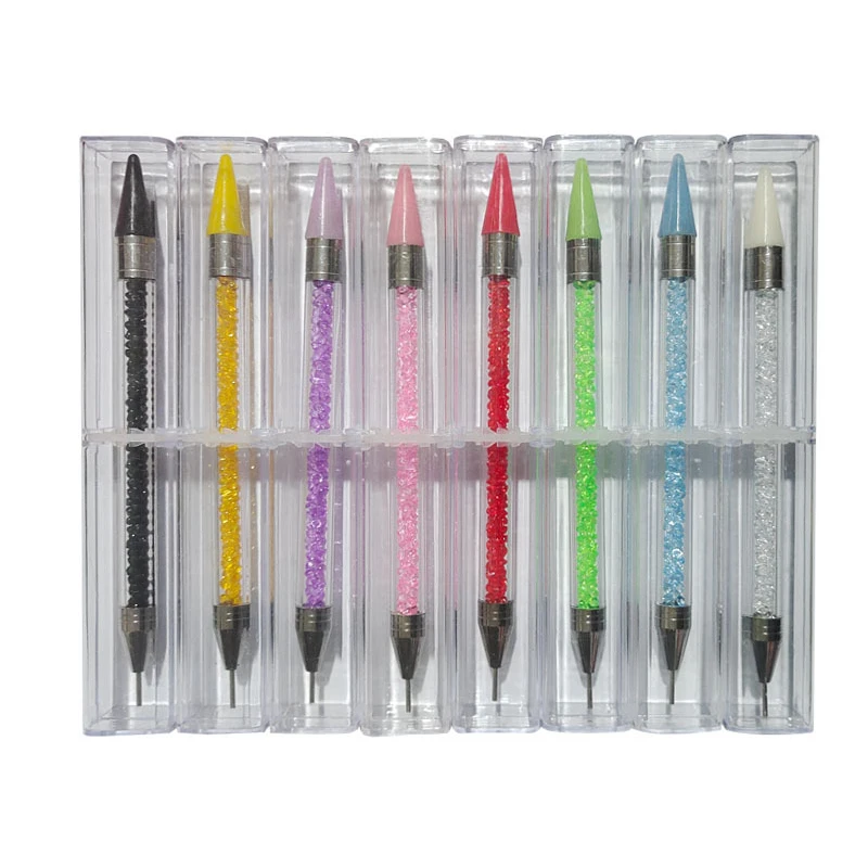 Dual Head Rhinestones Pick Tool Acrylic Metal Dotting Wax Pen Rhinestones Gem Picker Crystal Picking Nail Art Studs Dotter 1Pc