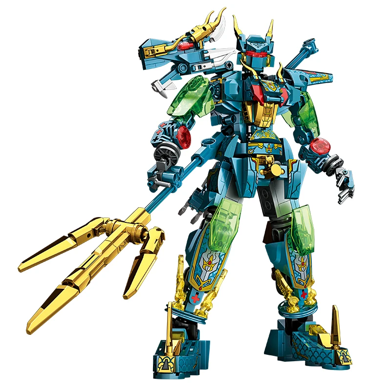 Morphing Mecha Beast 2in1 Green Dragon Model DIY Transformable Robot Building Bl