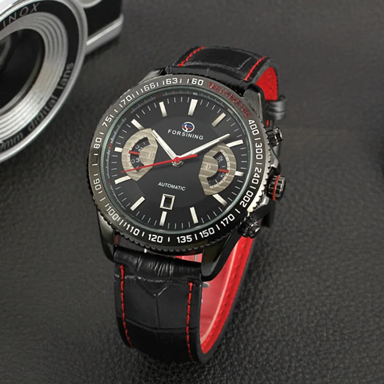 

Часы наручные мужские автоматические, модные деловые многофункциональные водонепроницаемые с механическим механизмом и кожаным ремешком, с неделей отдыха