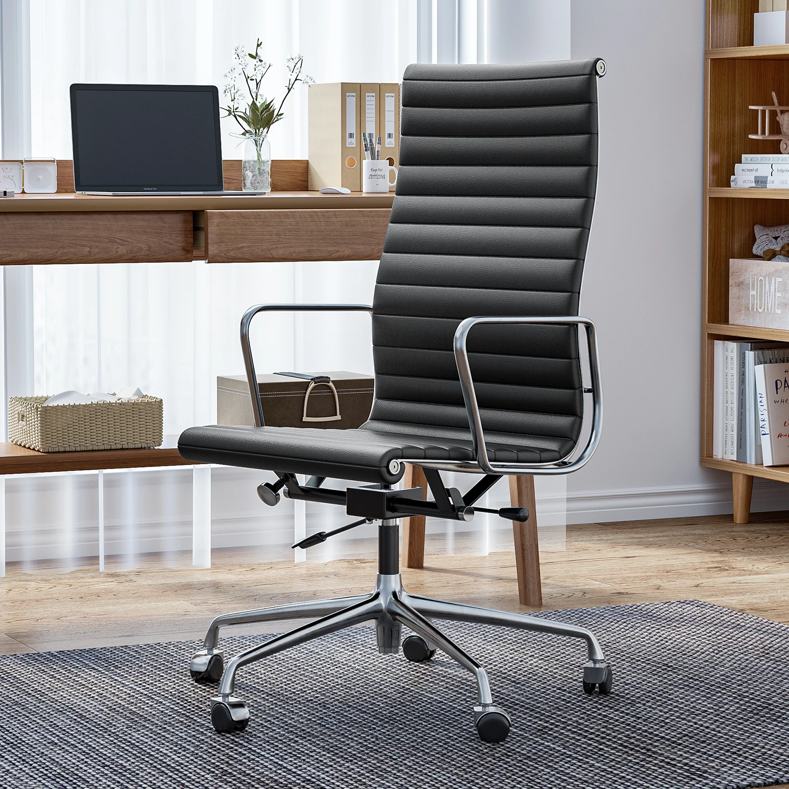 High Back Classic Genuine Leather Office Chair Ergonomic Office Chair Adjustable Swivel Leather Computer Desk Gaming Chair 6