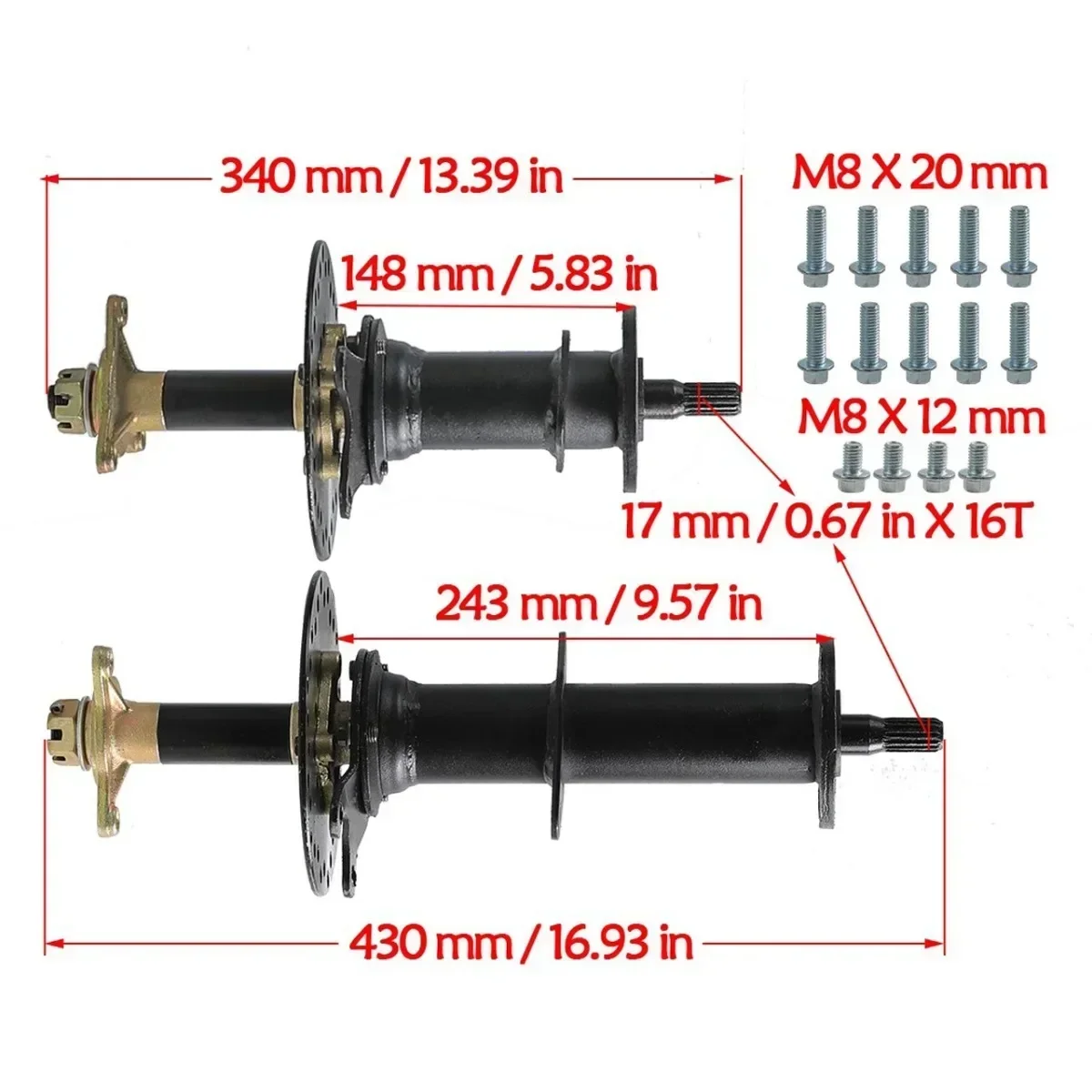 kit dessieu arrière 34 kart électrique 48v 1000w