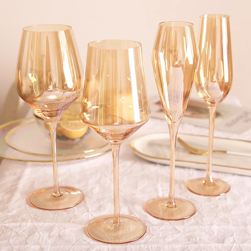 Amber Red Wine Glass Artwork Ultra-Thin Crystal Burgundy Bordeaux Goblet Big Belly Tasting Cup Wedding Party Champagne Flute Cup