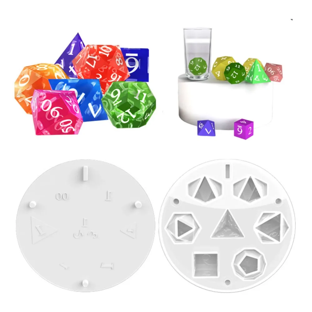 3D Polyhedral Dice Crystal Epoxy Resin Fillet Triangle Digital Game Silicone Mold Kit Art DIY Jewelry Making Craft Reusable Tool diy 7 shapes dice fillet square triangle dices silicone mold board game polyhedron digital dice crystal epoxy resin mould