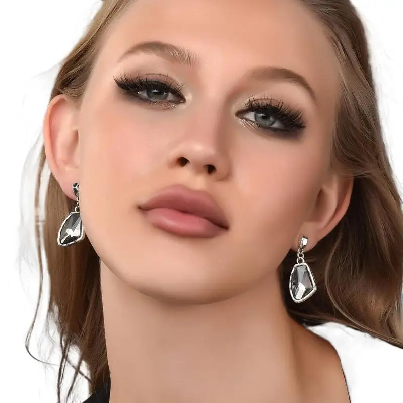 1/2PCS Minimalist Sparkling Black Rhinestone Drop Earrings Women Exquisite Geometric Pendant Earrings Jewelry Gifts