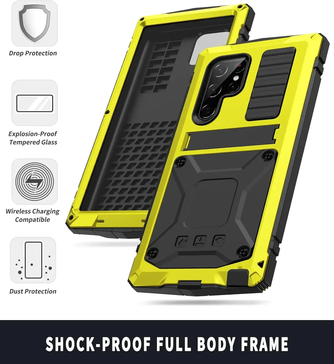 Heavy Duty Aluminium Metal Armor Case For Samsung S23 S22 S21 Note 20 Ultra S20 Plus A32 Shockproof Cover Screen Lens Protector