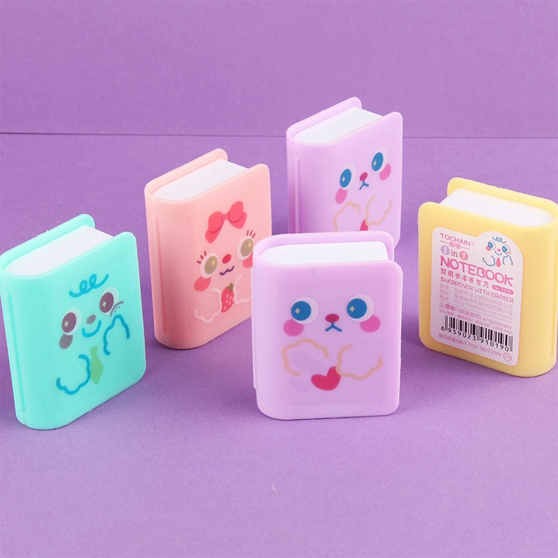 Kawaii Mini Portable Pencil Sharpener Mini Sketch Pencil Eraser Set Cute Cartoon Multifunctional Stationery Study Supplies