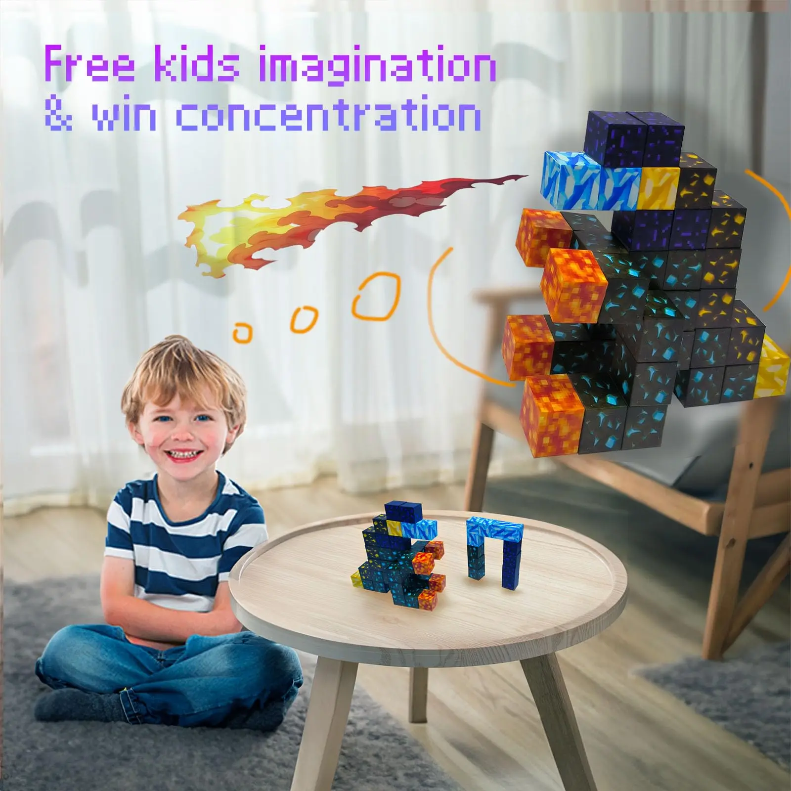 Magnetic Building Blocks Magnetic Assembly Toy Magnetic Alphabet Toys 48pcs Magnet Building Set Creative & Thinking Gifts For Boys Girls Birthday, Halloween & Christmas Day