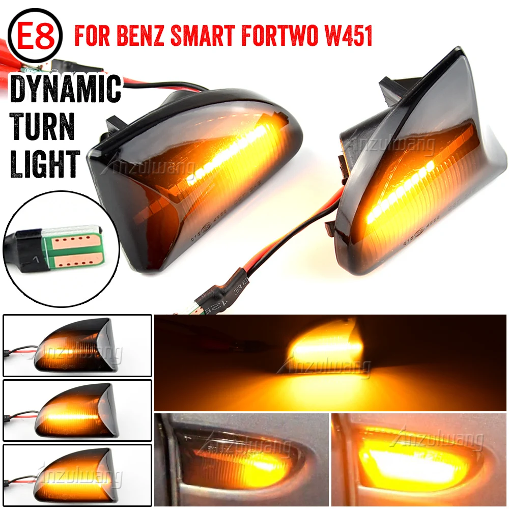 

For Smart Fortwo 451 MK1 & MKII 2007-2015 New Styling Smoked lens Amber LED Dynamic Side Marker Light Turn Signal Lights