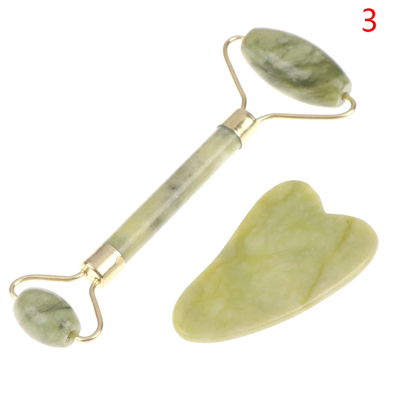 Natural Rose Quartz Face Massage & Eye Lift Gua Sha Tool Set