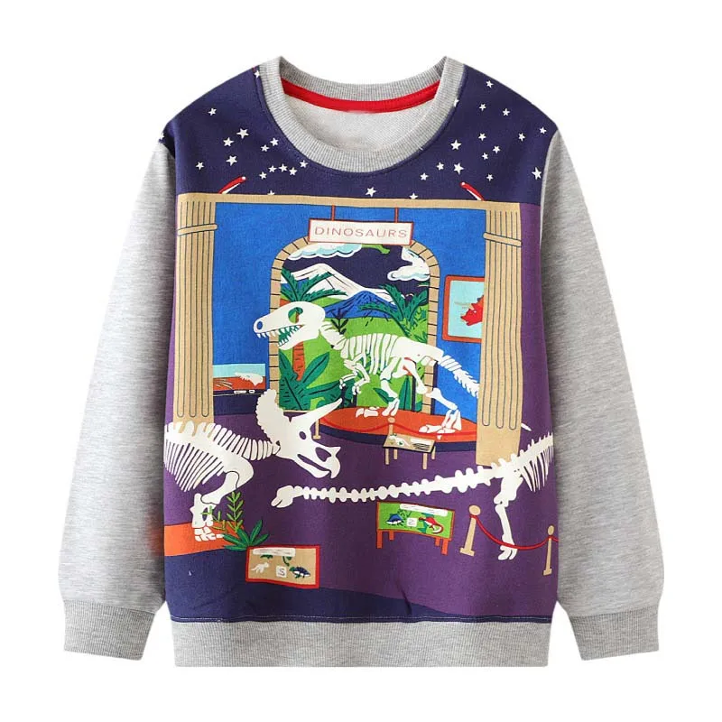 Halloween Boy's Clothing Luminous Dinosaur Skeleton Sweatshirt Cotton Autumn New Fashion Baby Boys Tops for Kids