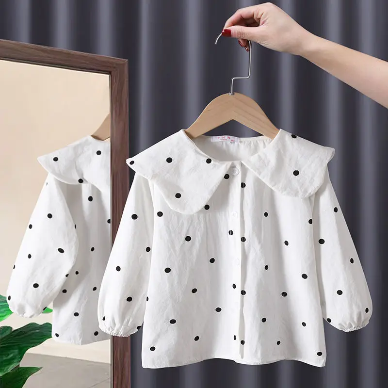 Spring Autumn Girls Blouses kids Shirts Long Sleeve Shirts Children's Lace Princess Bottoming New Western Style Baby