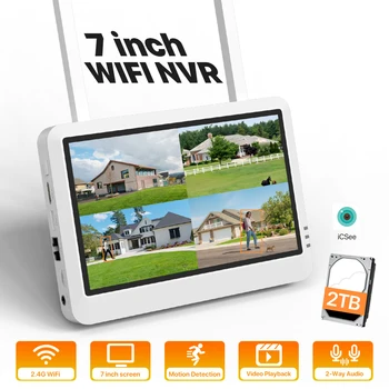 7-inch Screen 6MP/8CH Wireless NVR Recorder Security Camera WIFI System Monitor Support Human Detection Audio iCSee 1