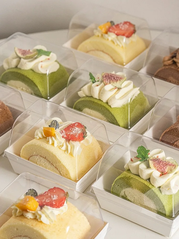 Trendy Cotton Candy Roll Cake Towel Roll Box Dert Slice Mousse Cake Paaging Box Kitchen Baking DIY Utensils Storage Box