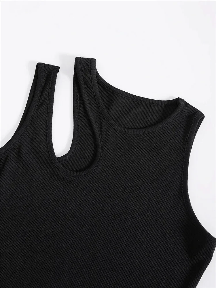 Sexy Rib-knit Tank Top for Women Summer Solid O-neck Sleeveless Crop Tops Street Vintage Korean Fashion Shirt Vest Y2K Clothes - Image 5
