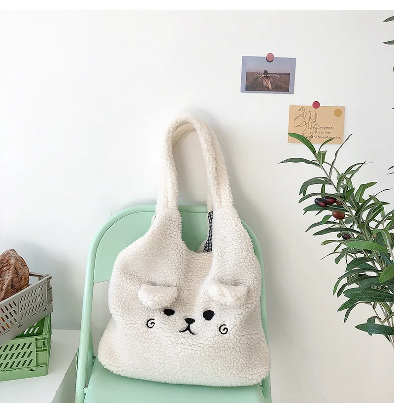 Sac À Bandoulière Polyvalent Style Japonais Mignon Ins Girl Sac D'école Transparent Sac À Pain En Peluche Étudiant Sac À Bandoulière Simple