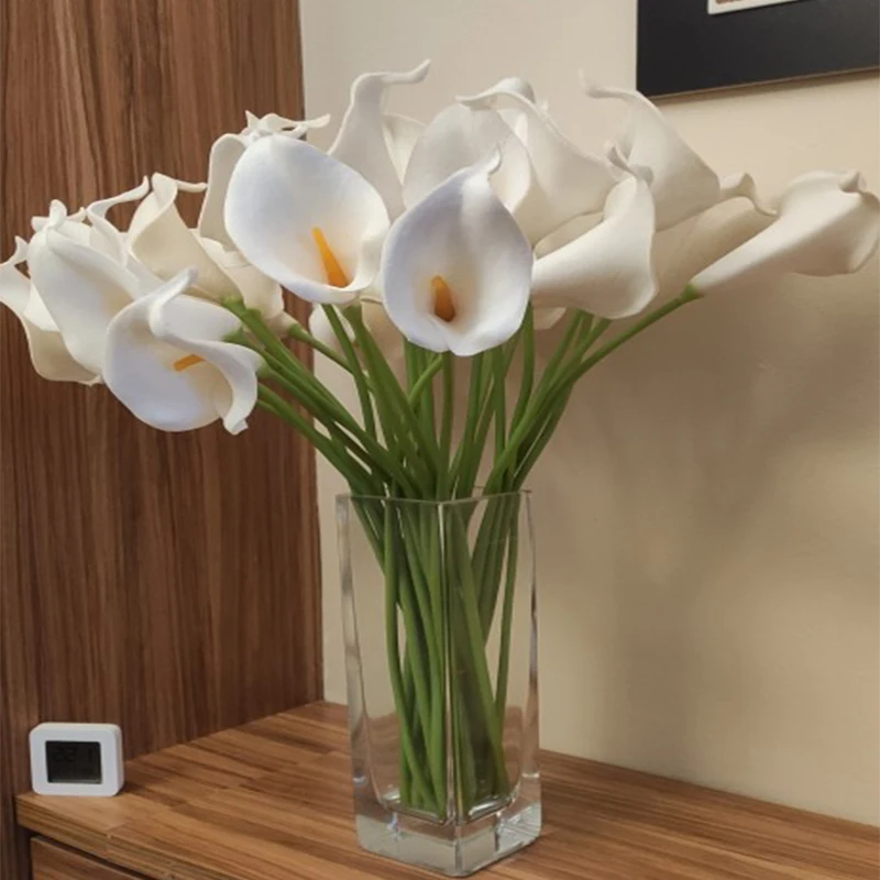 Artificial Yellow Calla Lily Lilies Flower Arrangement Vase Centrepiece Plant 