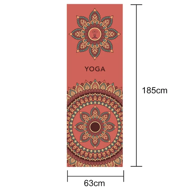 63*185cm Non-slip Yoga Mat Blanket Towel Gym Fitness Pilates Exercise Sports Travel Pattern Home Yoga Mat Cover Quick-drying 3