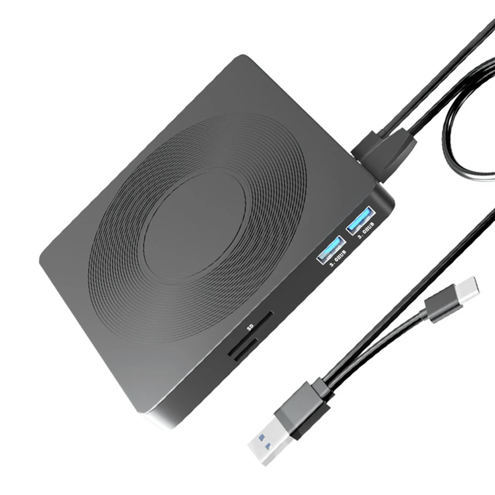 노트북 데스크탑 PC 노트북용 CD/DVD 플레이어, USB 3.0 C 타입 CD 리더 리라이터, Win Mac OS TF/SD 카드 슬롯과 호환 가능, 6 in 1