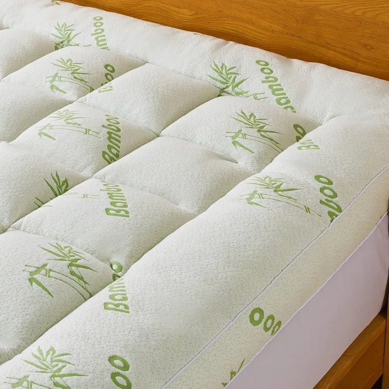 Bamboo_Viscose Mattress Topper Queen Size, Cooling Extra Thick Breathable Mattress pad 4
