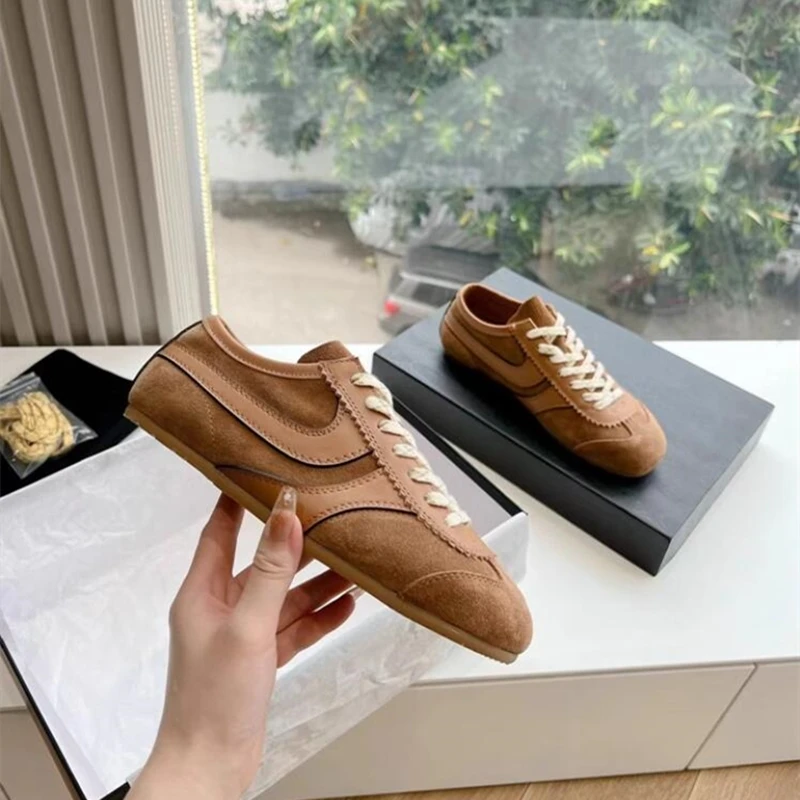 German Training Shoes Women New Genuine Leather Women Sneakers Flat Lace-up Retro Large Size Forrest Gump Shoes women shoes casual sneakers women sneakers