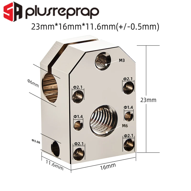 For Pphaetus Drag-on Hotend Plated Copper Heat Block High Temperature Heating Block Repair Parts Compatible with V6 HOTEND