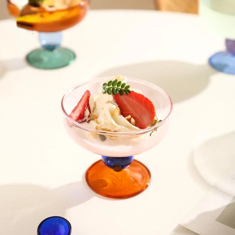 Fagylalt tál üvegek tál számára Joghurt  Színes üvegek Átvágás Edények és evőeszközök Leves tál Gabalyodik Ellenálló üvegek Gyümölcs Utóétel bowls