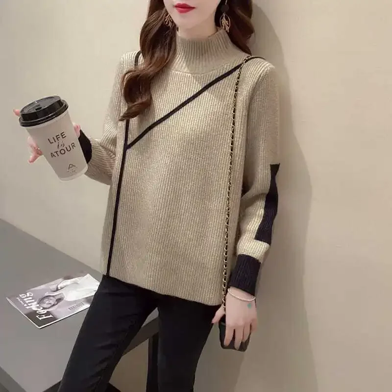 

Knit Tops for Woman Long Women's Sweater Gigh Neck Jerseys Pullovers Turtleneck Autumn Winter 2023 Jumper Jersey New Collection