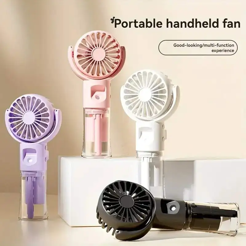 Mini Portable Folding Fan With Spray Mister Humidifier USB Rechargeable Handheld Fan Suitable For Living Room Classroom School B 2