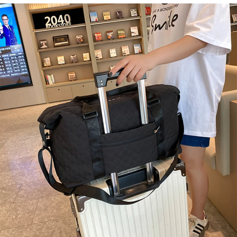 Folding Short-haul Travel Bag with Trolley and Telescopic Handle  Lightweight, Waterproof Oxford Cloth with Large Capacity - AliExpress