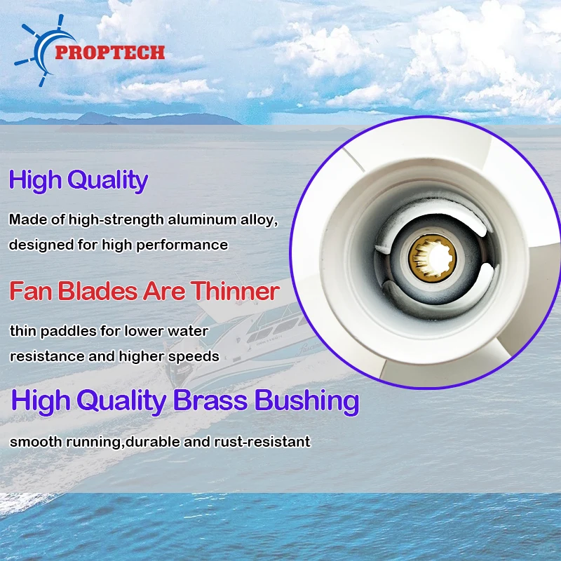 9 7/8*9 Outboard Propeller For YAMAHA 20HP 25HP 30HP Boat Motor 664-45941-01-EL 3 Blade 10 Spline Aluminum Alloy Screw