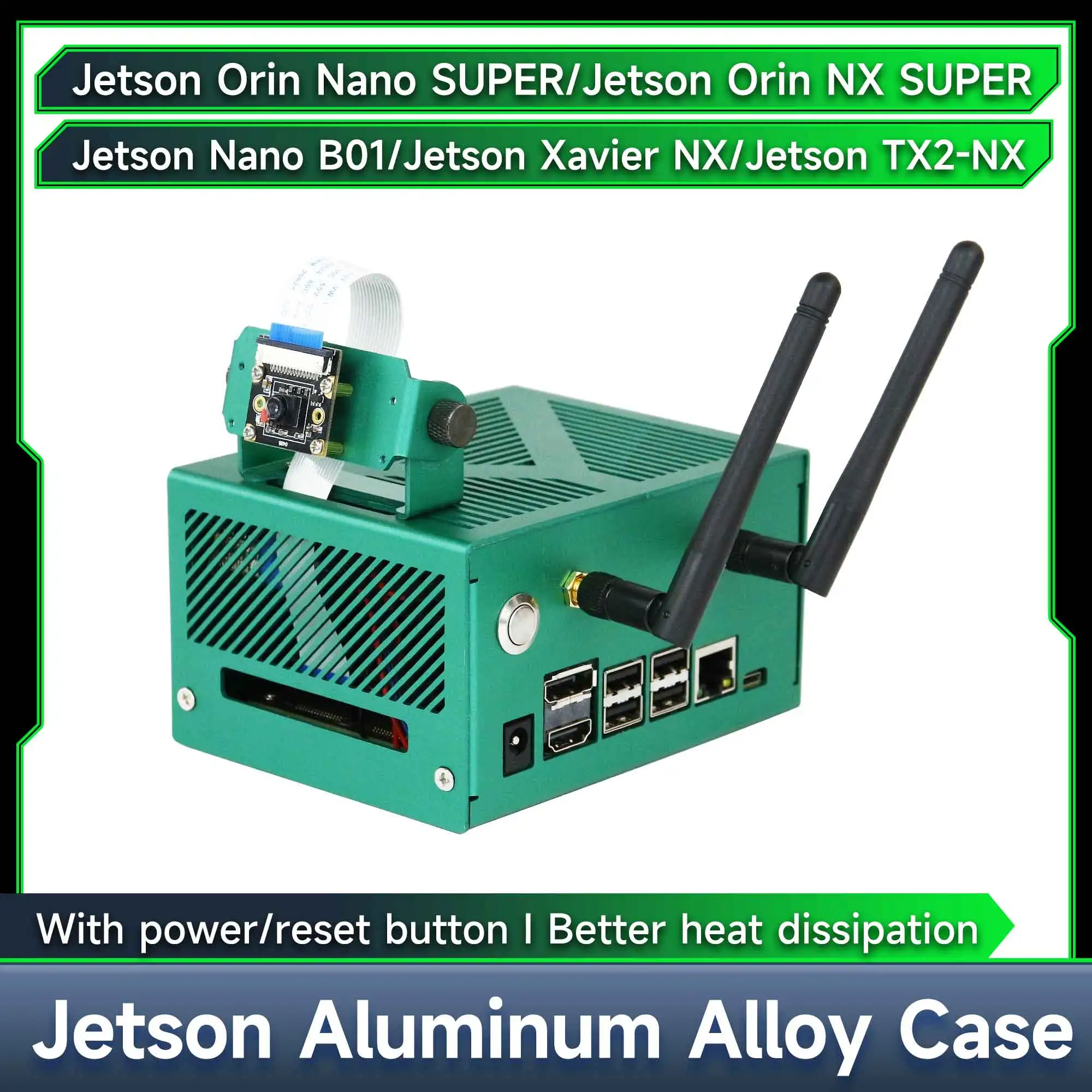 Yahboom Jetson Nano Aluminum Alloy Case for Jetson Nano B01/Orin NX SUPER /Orin NANO SUPER With Camera Bracket Power Switch