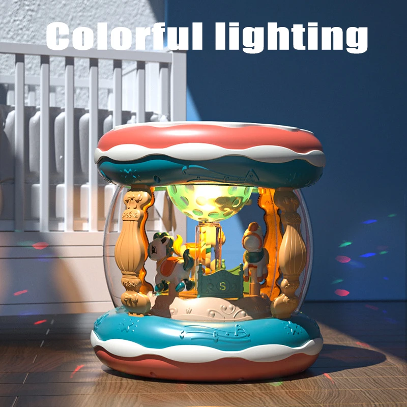 Baby Music Toy Carousel Rotary Projector Hand Drum Infant Montessori Early Educational Singing Sensory Toy Toddler Gift 1-3 Year 2