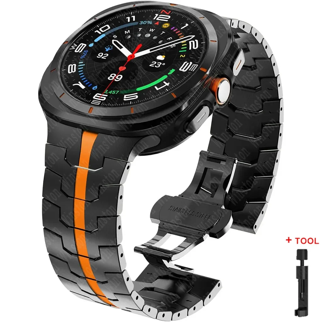 Heavy-Duty Armor Metal Watch Strap, Adjustable Stainless Steel Bracelet