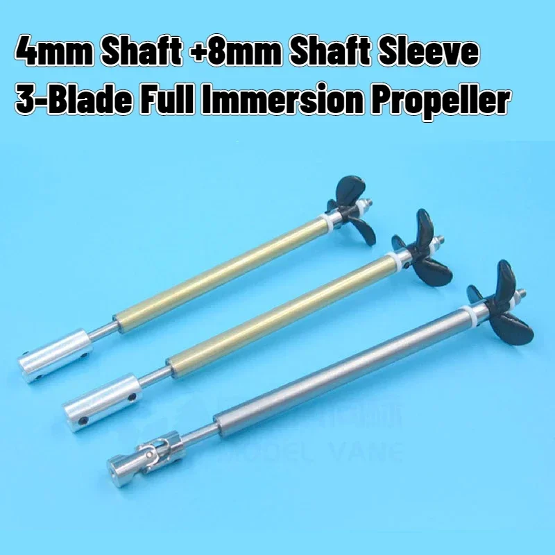 

4mm RC Boat L35cm Stainless Steel/Brass Shaft+D8mm Shaft Sleeve+3-Blade Full Immersion Propeller+Coupling-A/Cardan Joint-B Set