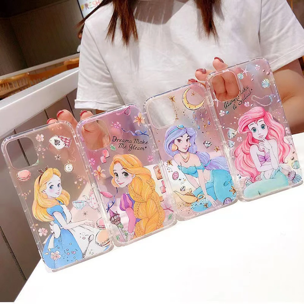 Disney Princess Mermaid Ariel Phone Cases For iPhone 13 12 11 Pro Max XR XS MAX 8 X 7 SE2 Soft Shell Reflective IMD Back Cover iphone 13 pro max case