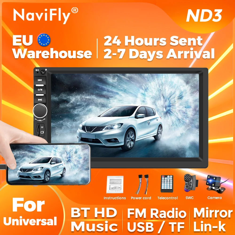 7inch HD Touch screen 2DIN MP5 Player Car Radio HD Video Smart USB BT TF Card For Universal Autoradio Multimedia Player