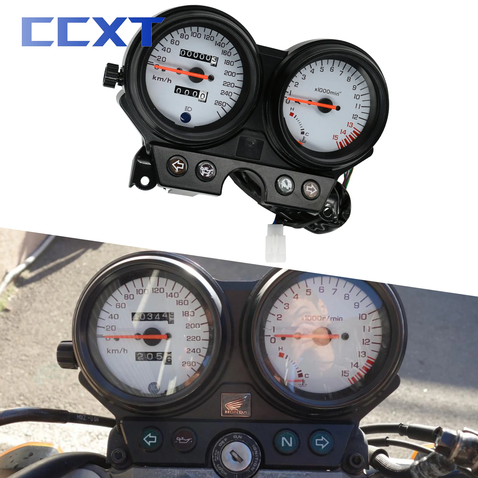Motorcycle Street Bike Temperature Speedo Tachometer Meter Gauge For HONDA CB600 600 1996
