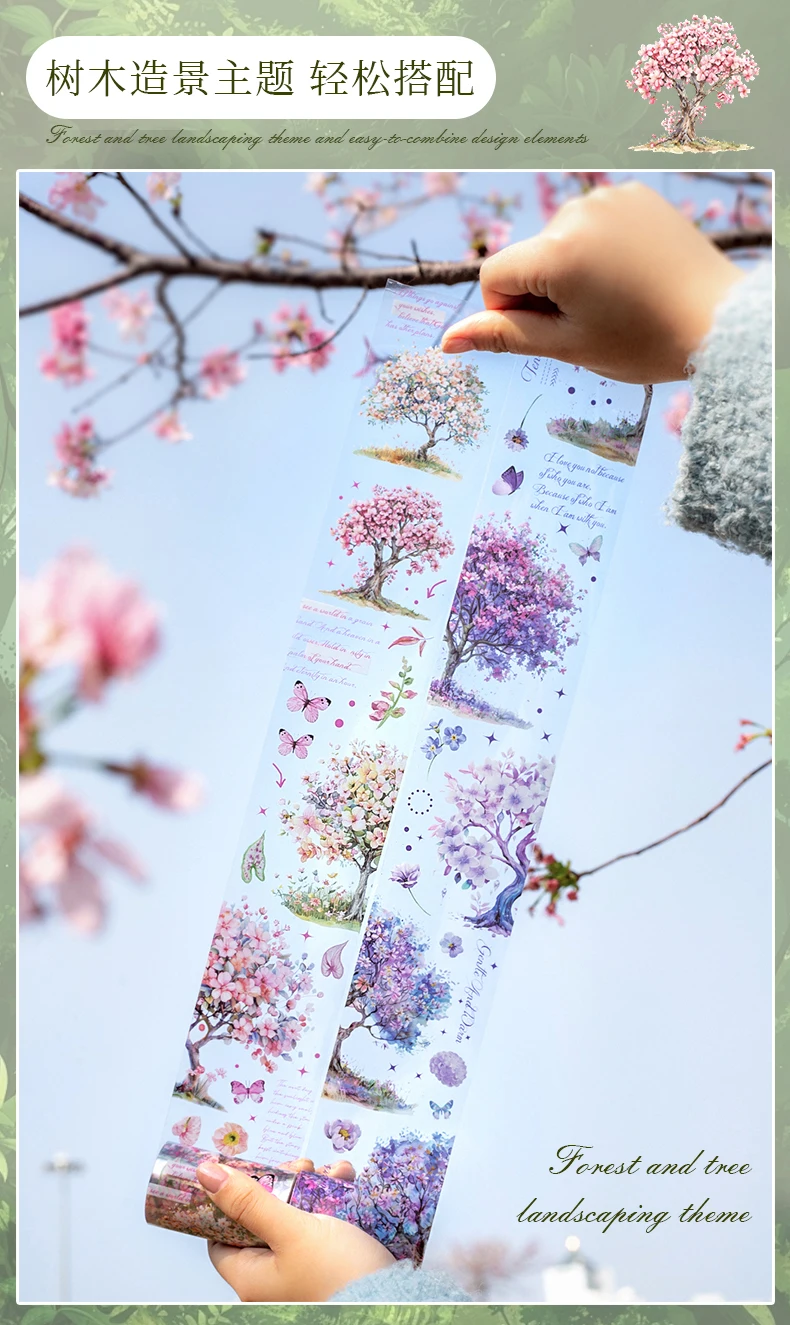 Journal GO 6 x 200 cm Wald der Blüten, Klebeband-Aufkleber für Geschenkkarte, Telefon, Laptop, Collage, Junk-Journal, Scrapbooking, Dekor-Aufkleber – Detail 6