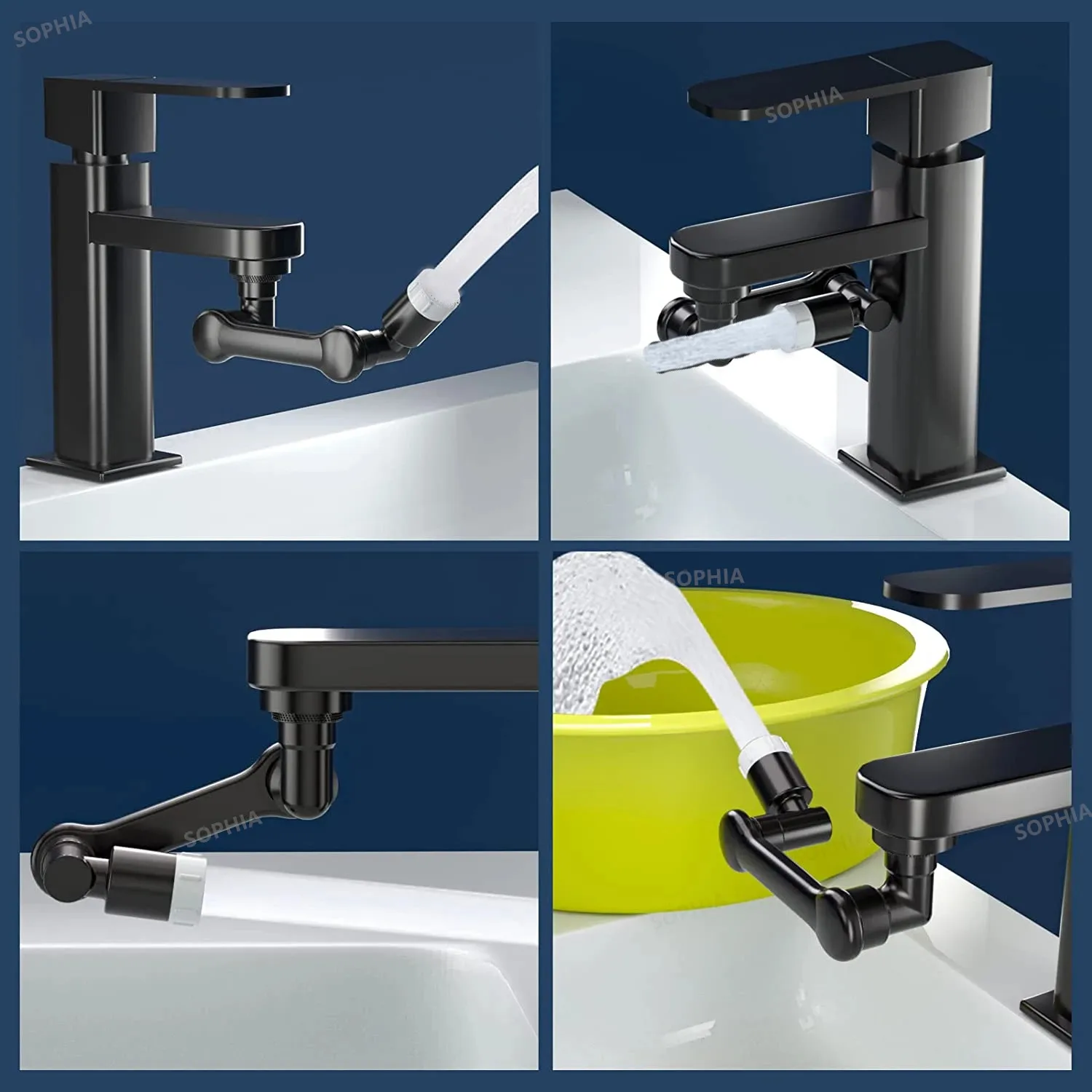 thumbnail image 2 of ORCHOLO 1080Free Rotating Faucet Extender, Universal Swivel Robotic Arm Swivel Extension Faucet 2 of 9
