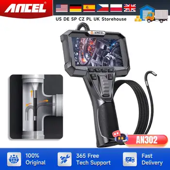 Endoscope 6.5MM, Endoscope articulé bidirectionnel, double caméra HD avec 7 lumières LED, outils d’inspection de voiture, ANCEL AN302