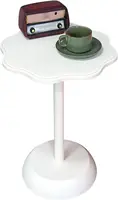 White End Table Small Sofa Side Tables for Bedroom Living Room Table for Small Space Pedestal Coffee Table Cocktail Drink Table 2