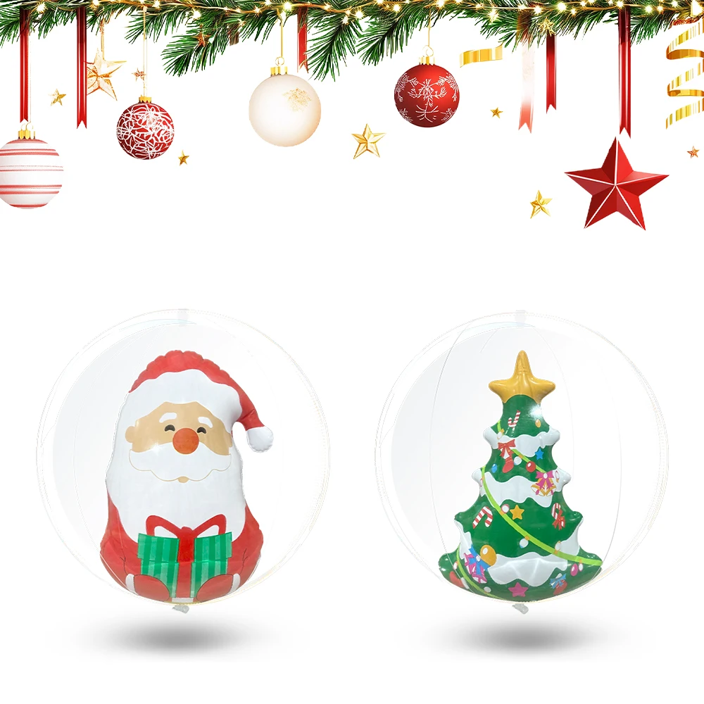 Inflatable transparent snowman Christmas ball 1pc PVC party decoration ball for Christmas and New Year party supplies