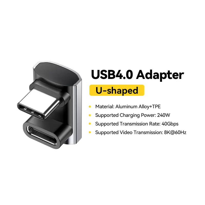 Essager USB4.0 40Gbps OTG Adapter 240W Fast Charging Converter 90 Degree USB Type C Data Adapter For Phone Macbook Laptop 8K60Hz - Image 7