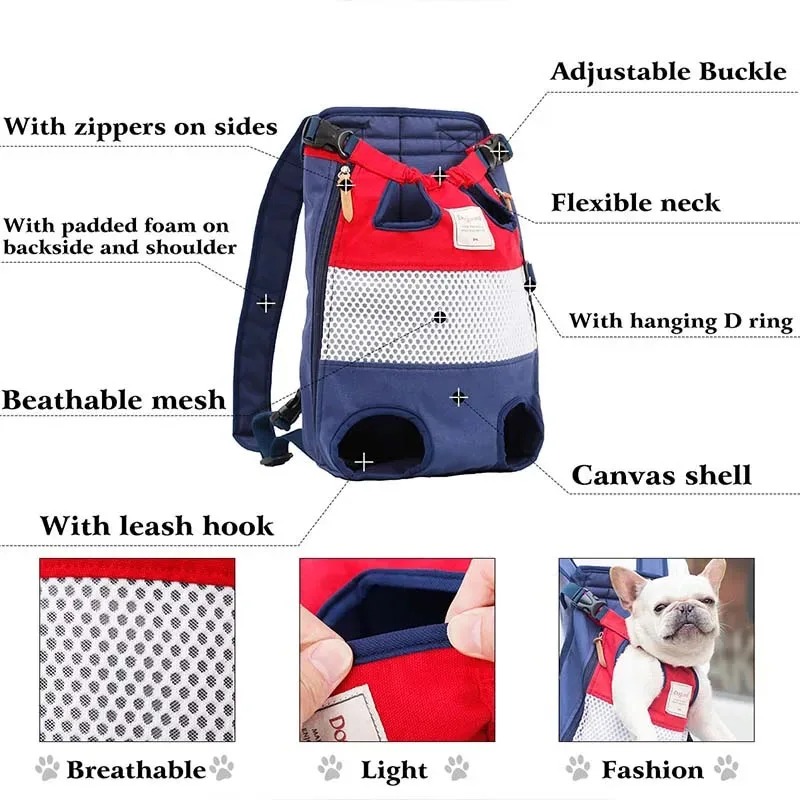 Pet Backpack Cat Dog Travel Bag Carrying Small Medium Dog Bulldog Transport Bag Travel