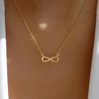 DGIDDK – collier avec pendentif symbole infini en acier inoxydable pour femmes, 8 personnages, adapté à un usage quotidien, chaîne de clavicule, bijoux 1