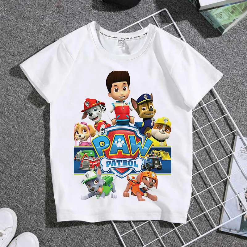 Paw Patrol T Shirt New Boys Girls Paw Patrol Chase Dog Kawaii Cartoon Harajuku Fashion Print Summer Funny Clothes